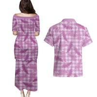 Pink Palaka Hawaii Palapalai Couples Matching Puletasi and Hawaiian Shirt Hawaiian Fern LT14 - Polynesian Pride