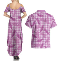 Pink Palaka Hawaii Palapalai Couples Matching Summer Maxi Dress and Hawaiian Shirt Hawaiian Fern - Polynesian Pride