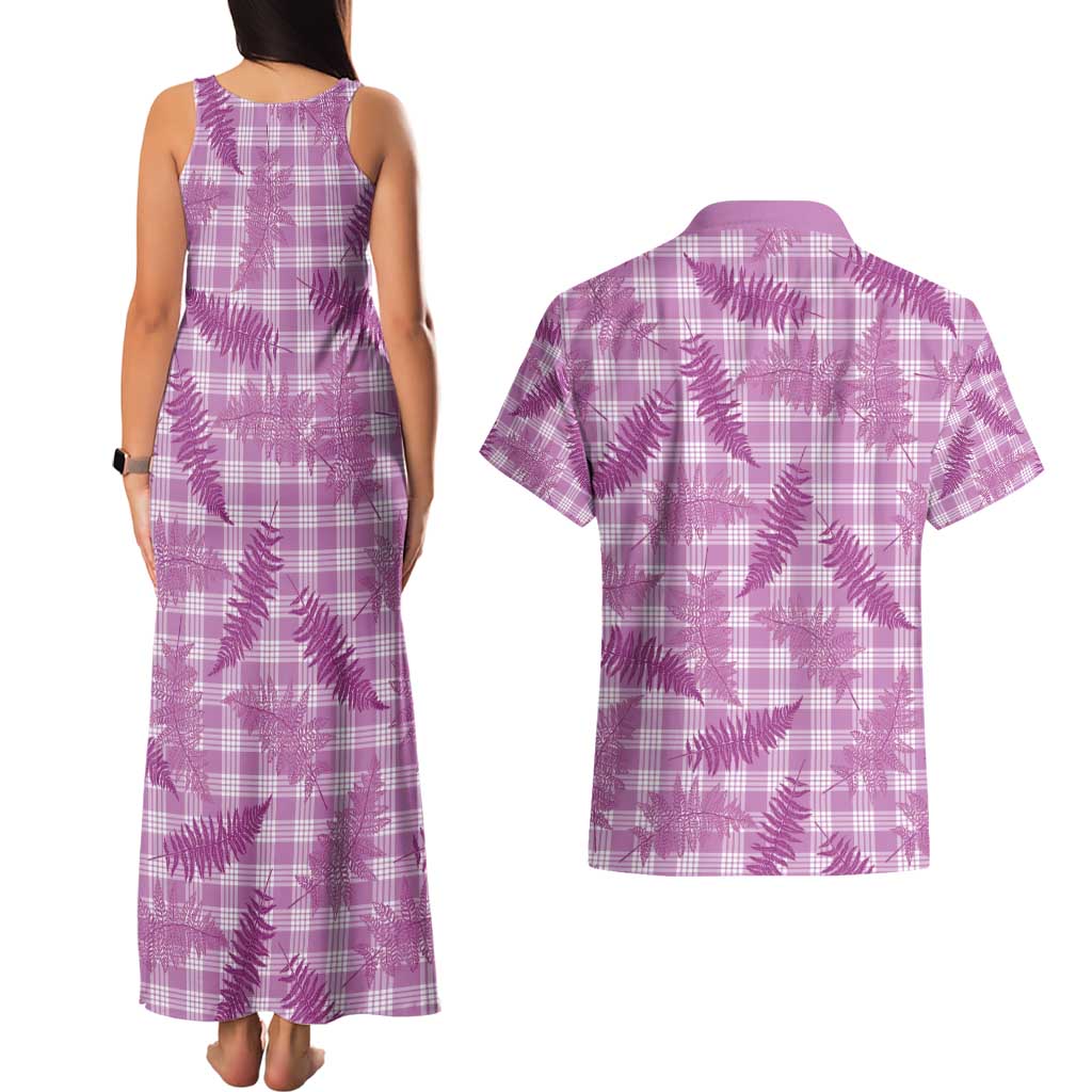 Pink Palaka Hawaii Palapalai Couples Matching Tank Maxi Dress and Hawaiian Shirt Hawaiian Fern - Polynesian Pride