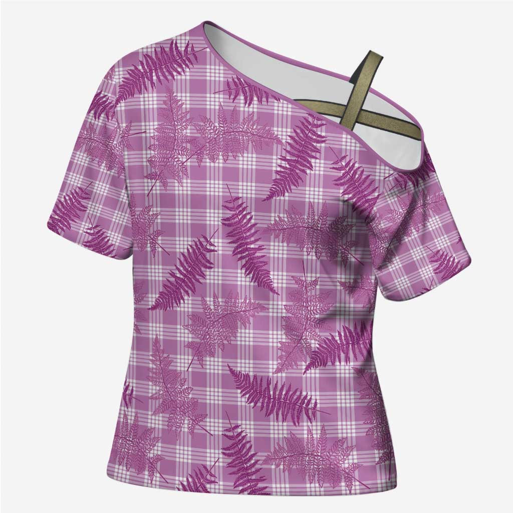 Pink Palaka Hawaii Palapalai Cross Shoulder Shirt Hawaiian Fern - Polynesian Pride