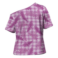 Pink Palaka Hawaii Palapalai Cross Shoulder Shirt Hawaiian Fern - Polynesian Pride