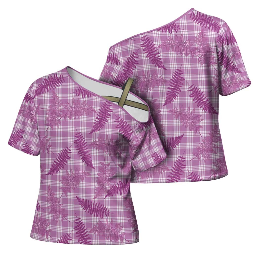 Pink Palaka Hawaii Palapalai Cross Shoulder Shirt Hawaiian Fern - Polynesian Pride