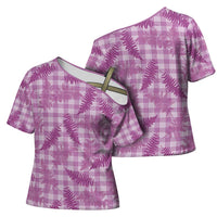 Pink Palaka Hawaii Palapalai Cross Shoulder Shirt Hawaiian Fern - Polynesian Pride