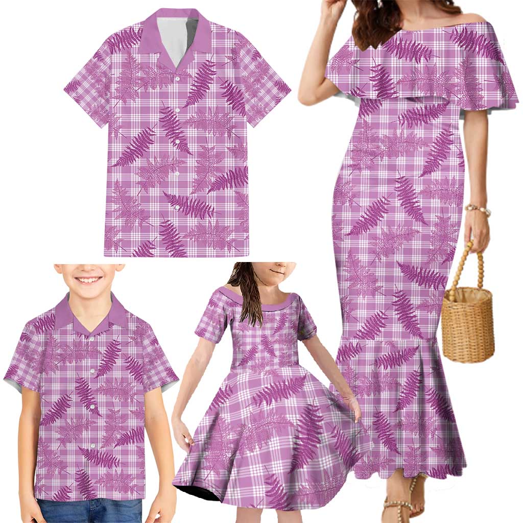 Pink Palaka Hawaii Palapalai Family Matching Mermaid Dress and Hawaiian Shirt Hawaiian Fern - Polynesian Pride