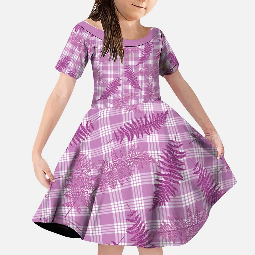 Pink Palaka Hawaii Palapalai Family Matching Puletasi and Hawaiian Shirt Hawaiian Fern LT14 Daughter's Dress Pink - Polynesian Pride