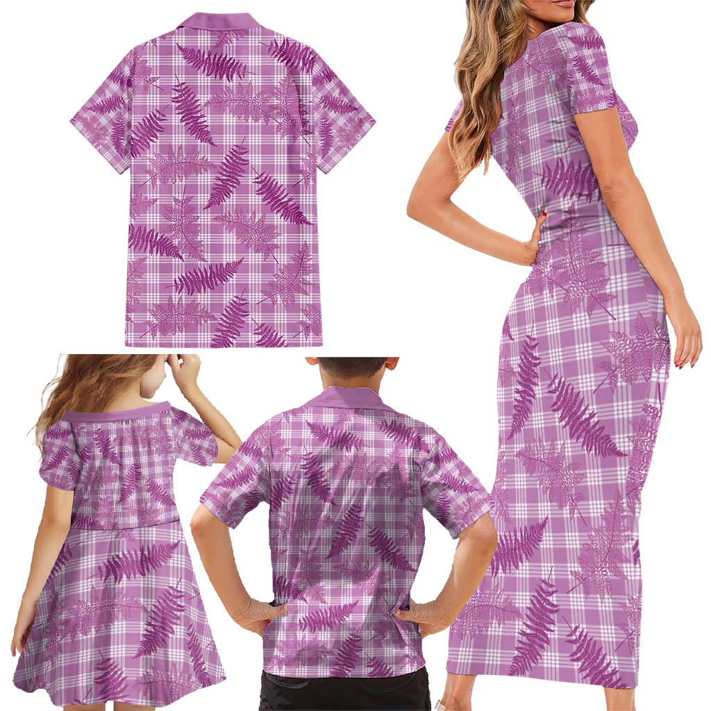 Pink Palaka Hawaii Palapalai Family Matching Short Sleeve Bodycon Dress and Hawaiian Shirt Hawaiian Fern - Polynesian Pride