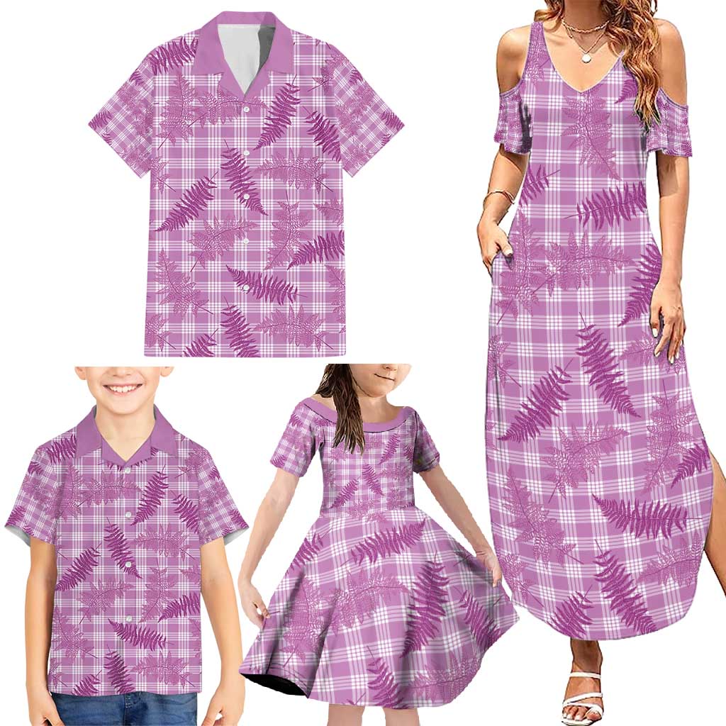 Pink Palaka Hawaii Palapalai Family Matching Summer Maxi Dress and Hawaiian Shirt Hawaiian Fern - Polynesian Pride