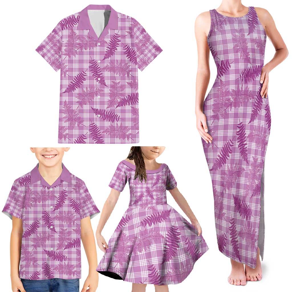 Pink Palaka Hawaii Palapalai Family Matching Tank Maxi Dress and Hawaiian Shirt Hawaiian Fern - Polynesian Pride