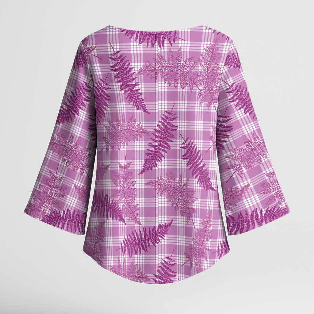 Pink Palaka Hawaii Palapalai Kimono Sleeve Blouse Hawaiian Fern - Polynesian Pride