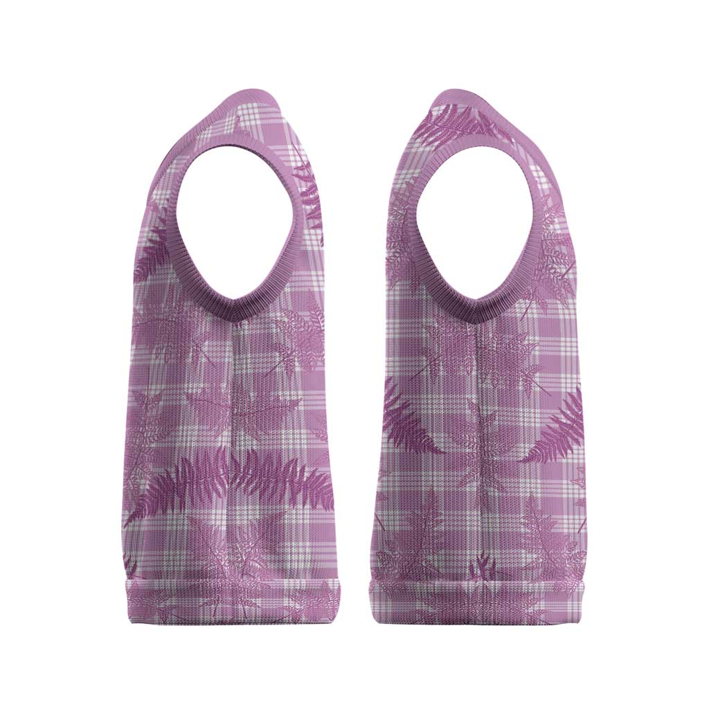 Pink Palaka Hawaii Palapalai Christmas Knitted V-Neck Vest Hawaiian Fern - Polynesian Pride