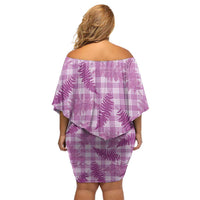 Pink Palaka Hawaii Palapalai Off Shoulder Short Dress Hawaiian Fern - Polynesian Pride
