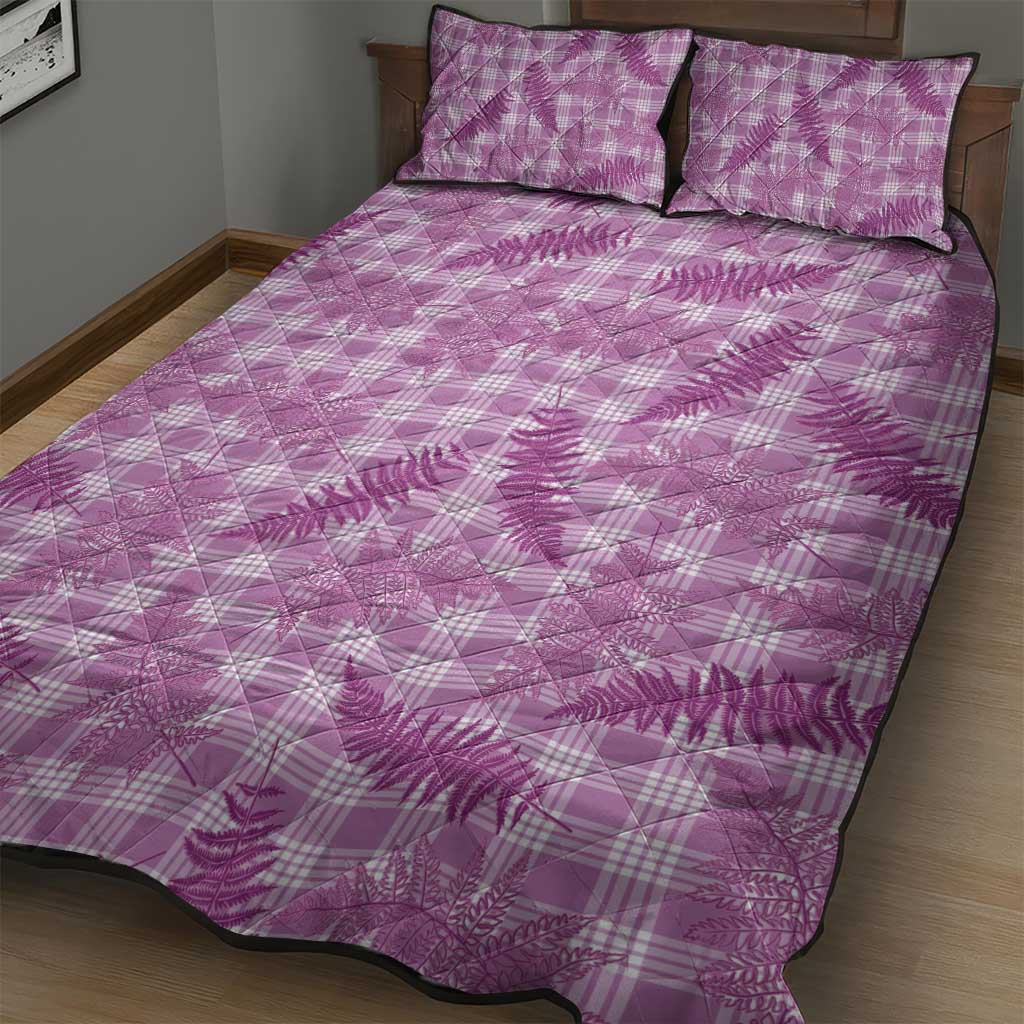 Pink Palaka Hawaii Palapalai Quilt Bed Set Hawaiian Fern - Polynesian Pride