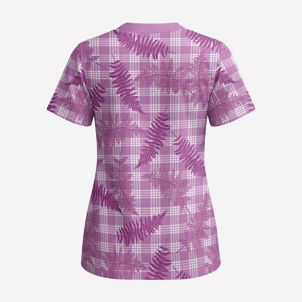 Pink Palaka Hawaii Palapalai Scrub Top Hawaiian Fern - Polynesian Pride