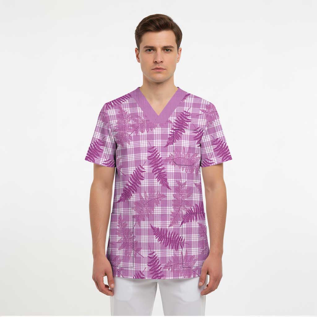 Pink Palaka Hawaii Palapalai Scrub Top Hawaiian Fern - Polynesian Pride
