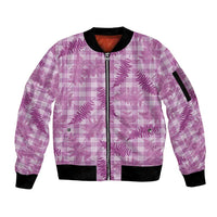 Pink Palaka Hawaii Palapalai Sleeve Zip Bomber Jacket Hawaiian Fern - Polynesian Pride