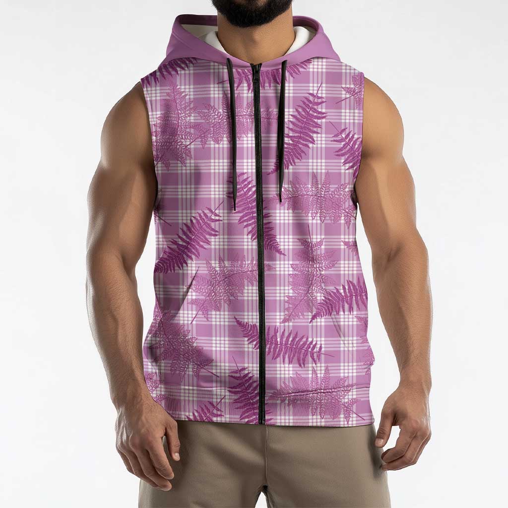 Pink Palaka Hawaii Palapalai Sleeveless Zip Hoodie Hawaiian Fern - Polynesian Pride