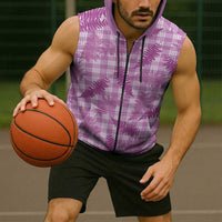 Pink Palaka Hawaii Palapalai Sleeveless Zip Hoodie Hawaiian Fern - Polynesian Pride