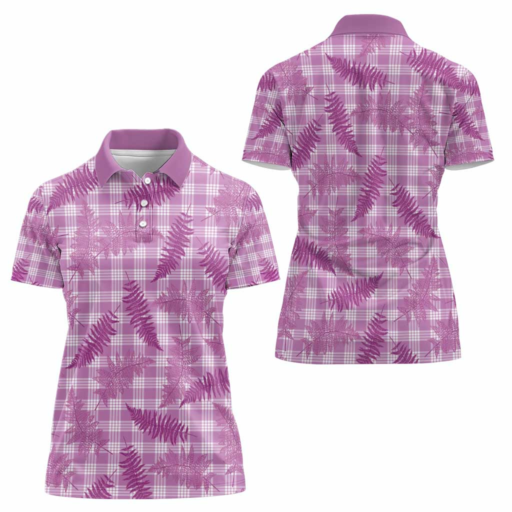 Pink Palaka Hawaii Palapalai Women Polo Shirt Hawaiian Fern - Polynesian Pride