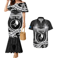 FSM Yap Day Couples Matching Mermaid Dress and Hawaiian Shirt 2025 Wa'ab Micronesia Black Color LT14 Black - Polynesian Pride