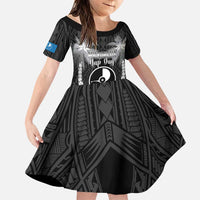 FSM Yap Day Family Matching Puletasi and Hawaiian Shirt 2025 Wa'ab Micronesia Black Color LT14 Daughter's Dress Black - Polynesian Pride