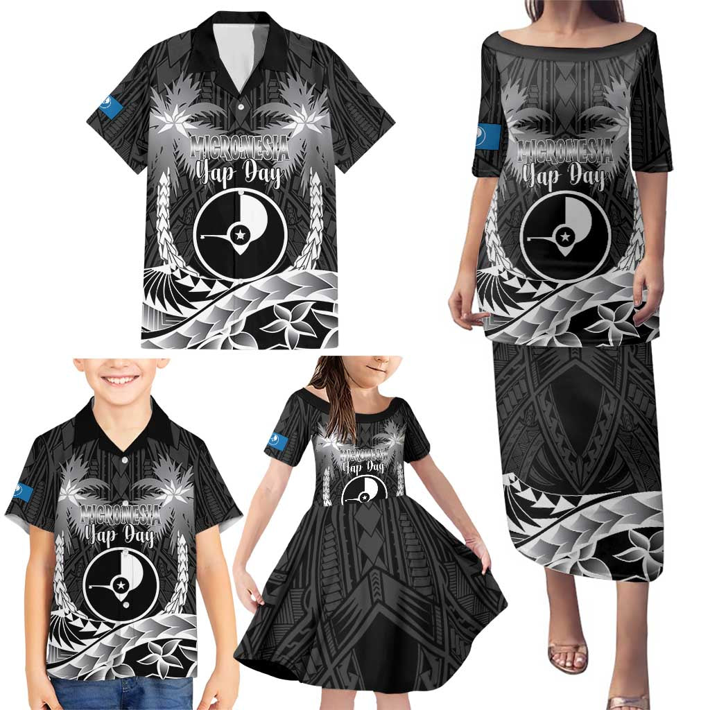 FSM Yap Day Family Matching Puletasi and Hawaiian Shirt 2025 Wa'ab Micronesia Black Color LT14 - Polynesian Pride