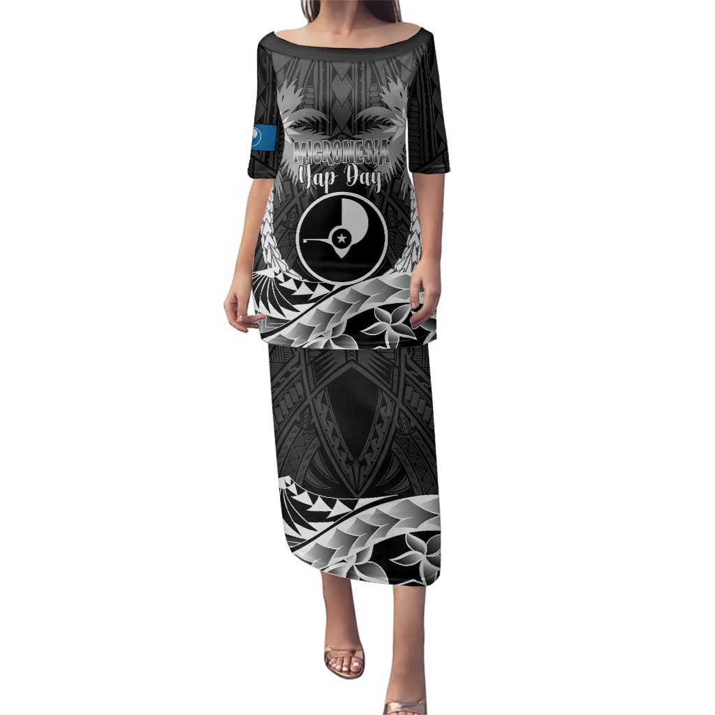 FSM Yap Day Family Matching Puletasi and Hawaiian Shirt 2025 Wa'ab Micronesia Black Color LT14 Mom's Dress Black - Polynesian Pride