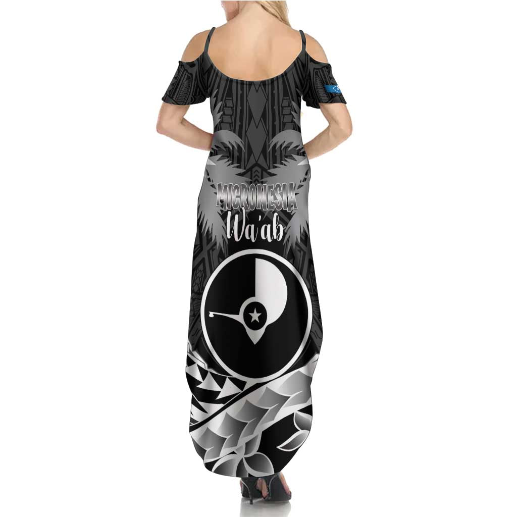FSM Yap Day Family Matching Summer Maxi Dress and Hawaiian Shirt 2025 Wa'ab Micronesia Black Color
