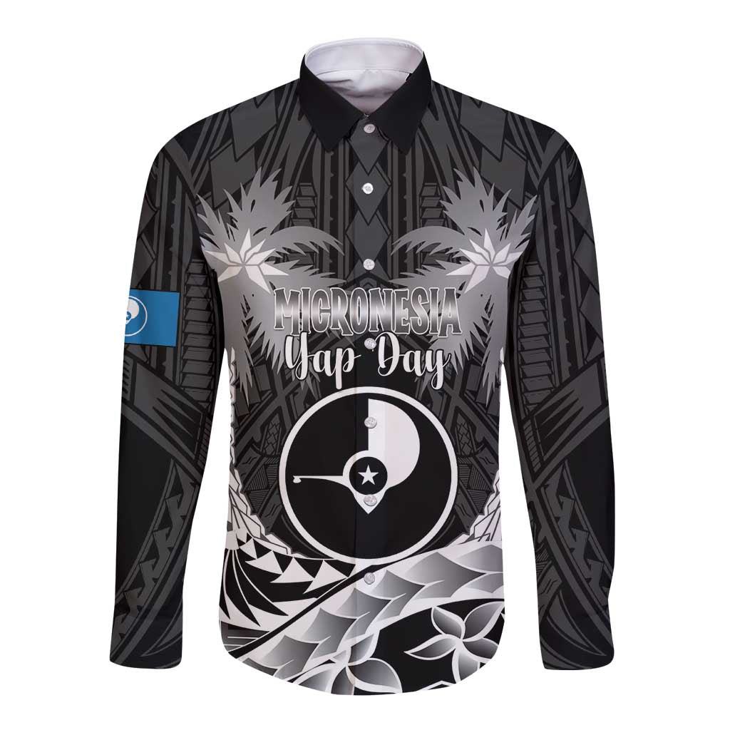 FSM Yap Day Long Sleeve Button Shirt 2025 Wa'ab Micronesia Black Color LT14 Unisex Black - Polynesian Pride