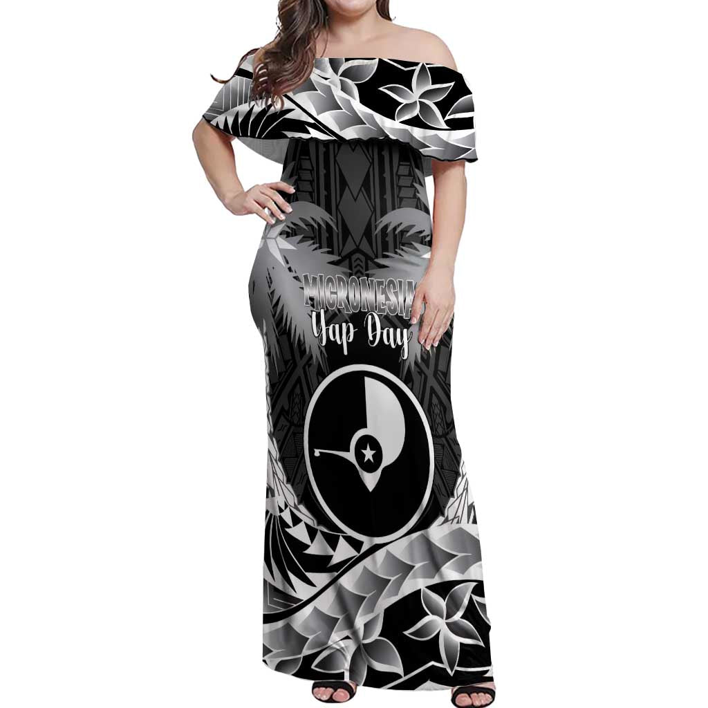 FSM Yap Day Off Shoulder Maxi Dress 2025 Wa'ab Micronesia Black Color LT14 Women Black - Polynesian Pride
