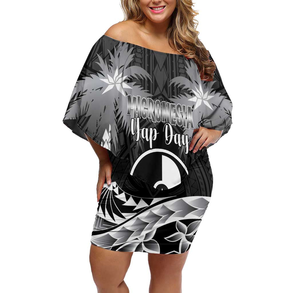 FSM Yap Day Off Shoulder Short Dress 2025 Wa'ab Micronesia Black Color