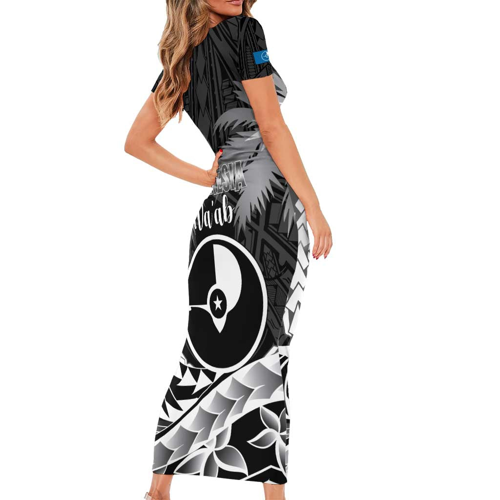 FSM Yap Day Short Sleeve Bodycon Dress 2025 Wa'ab Micronesia Black Color LT14 - Polynesian Pride