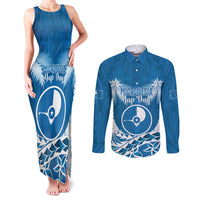 FSM Yap Day Couples Matching Tank Maxi Dress and Long Sleeve Button Shirt 2025 Wa'ab Micronesia Flag Color