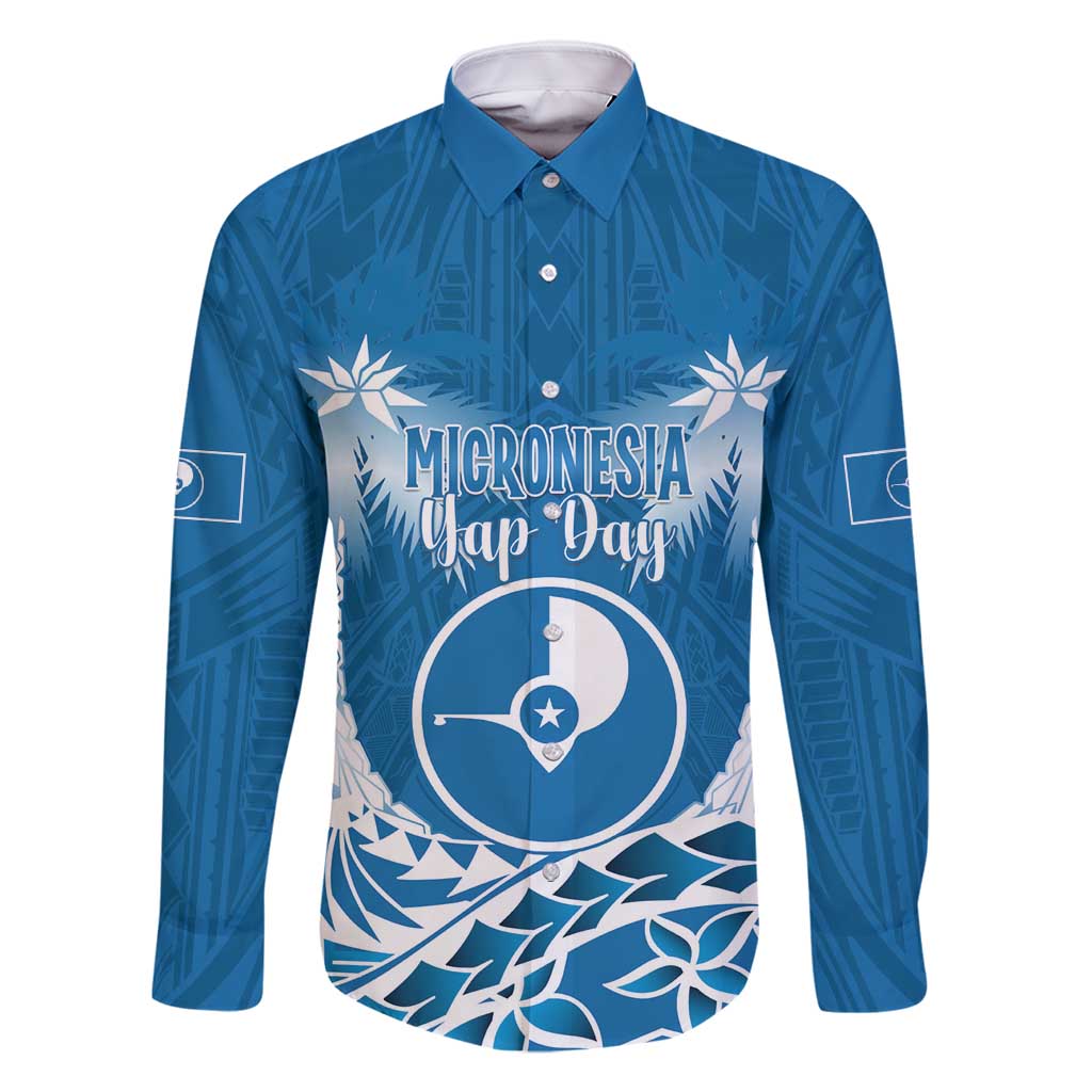 FSM Yap Day Family Matching Long Sleeve Bodycon Dress and Hawaiian Shirt 2025 Wa'ab Micronesia Flag Color