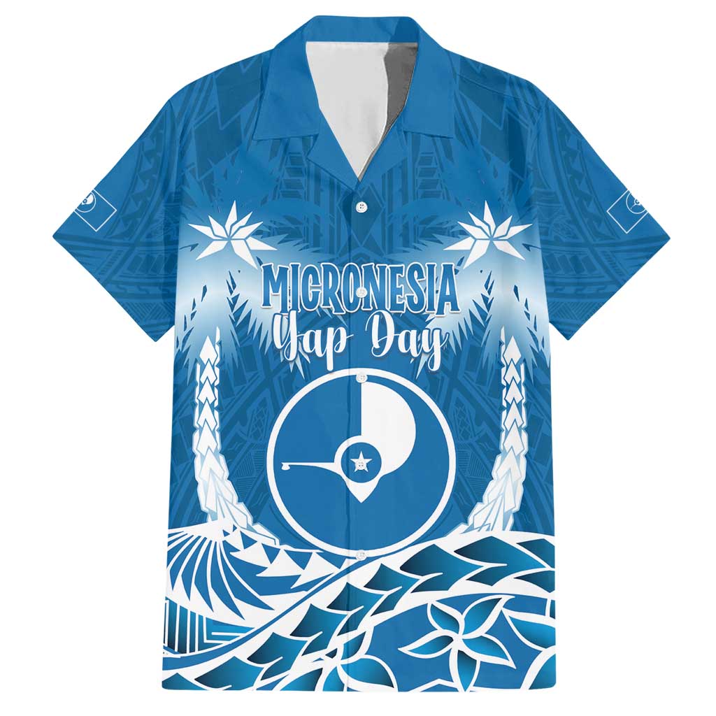 FSM Yap Day Family Matching Short Sleeve Bodycon Dress and Hawaiian Shirt 2025 Wa'ab Micronesia Flag Color