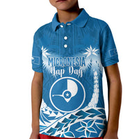 FSM Yap Day Kid Polo Shirt 2025 Wa'ab Micronesia Flag Color LT14 Kid Blue - Polynesian Pride