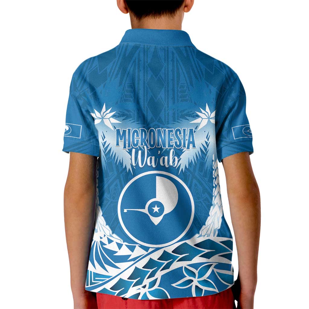FSM Yap Day Kid Polo Shirt 2025 Wa'ab Micronesia Flag Color LT14 - Polynesian Pride