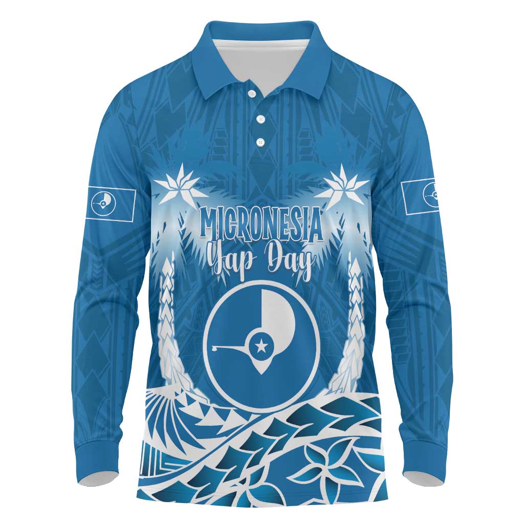FSM Yap Day Long Sleeve Polo Shirt 2025 Wa'ab Micronesia Flag Color