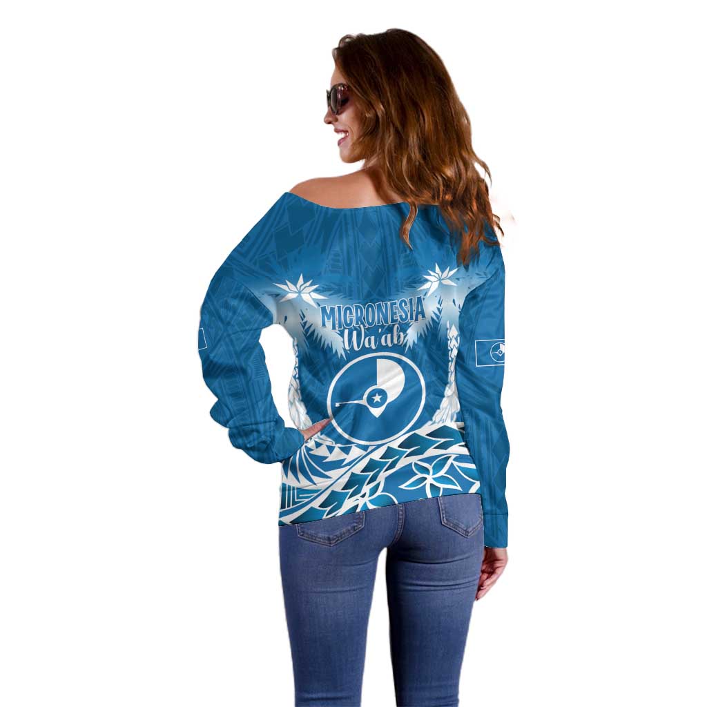 FSM Yap Day Off Shoulder Sweater 2025 Wa'ab Micronesia Flag Color LT14 - Polynesian Pride