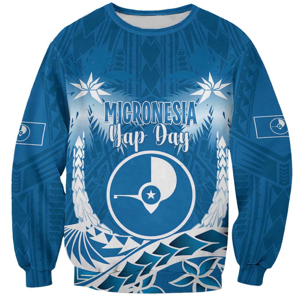 FSM Yap Day Sweatshirt 2025 Wa'ab Micronesia Flag Color LT14 Unisex Blue - Polynesian Pride