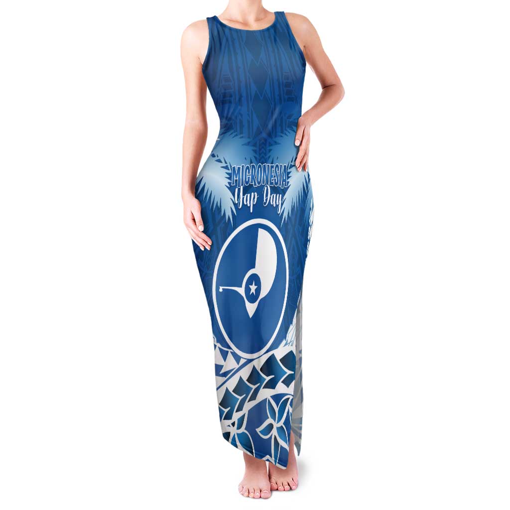 FSM Yap Day Tank Maxi Dress 2025 Wa'ab Micronesia Flag Color