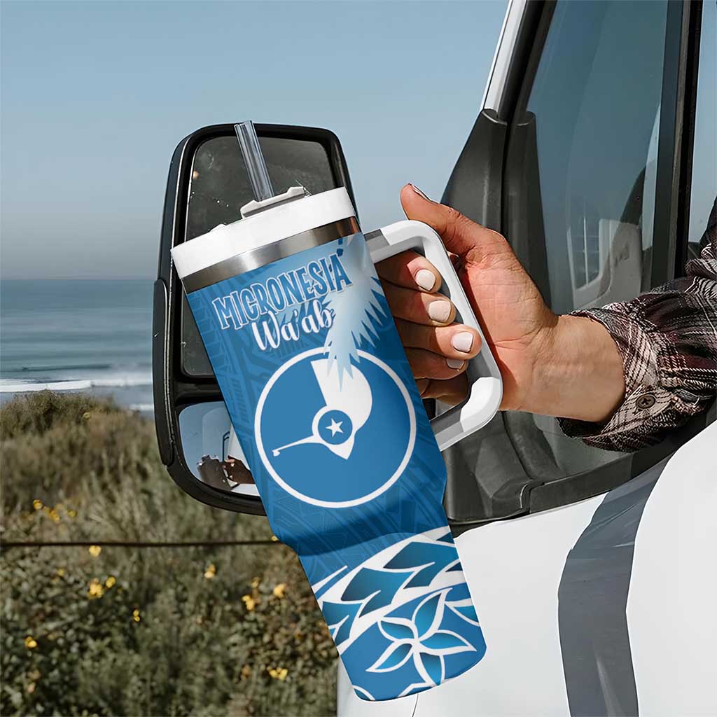 FSM Yap Day Tumbler With Handle 2025 Wa'ab Micronesia Flag Color
