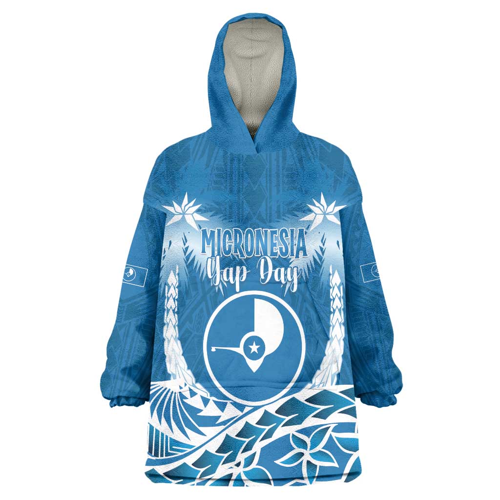 FSM Yap Day Wearable Blanket Hoodie 2025 Wa'ab Micronesia Flag Color LT14 One Size Blue - Polynesian Pride