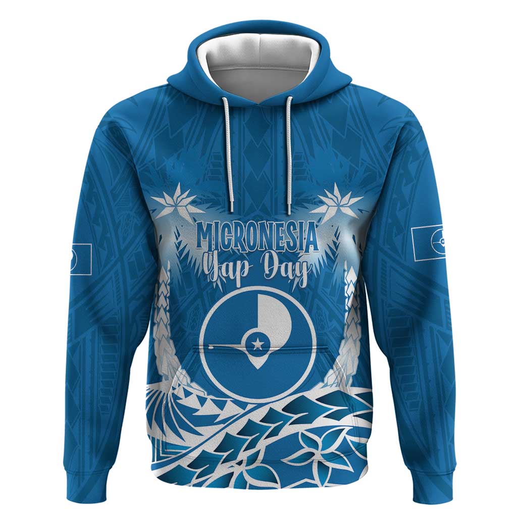 FSM Yap Day Zip Hoodie 2025 Wa'ab Micronesia Flag Color LT14 Pullover Hoodie Blue - Polynesian Pride