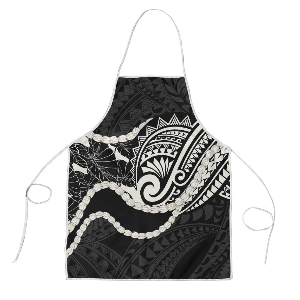Aloha Hawaii Kalo Pikake Lei Apron Chest Tattoo Black Hawaiian Pattern LT14 Black - Polynesian Pride