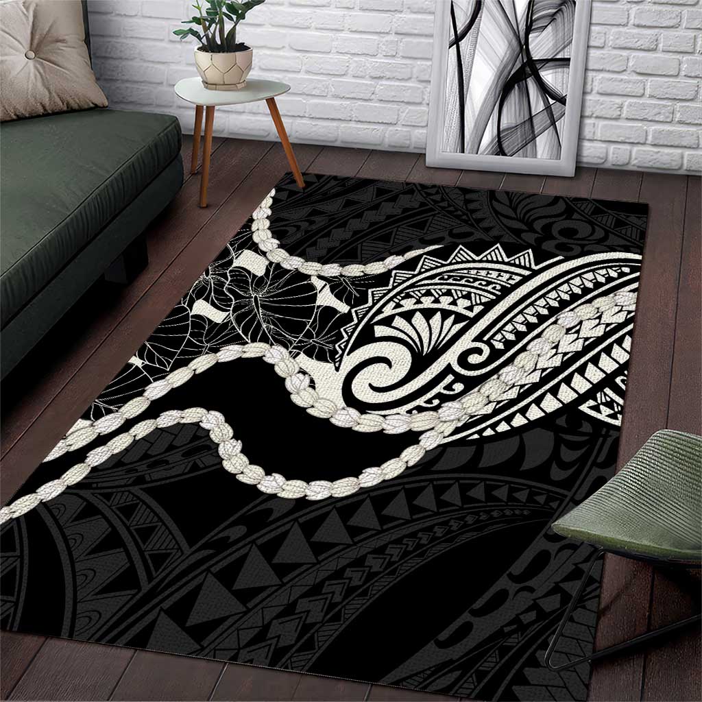 Aloha Hawaii Kalo Pikake Lei Area Rug Chest Tattoo Black Hawaiian Pattern