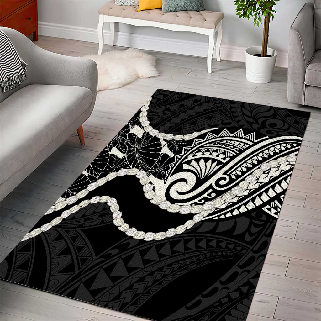 Aloha Hawaii Kalo Pikake Lei Area Rug Chest Tattoo Black Hawaiian Pattern