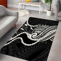 Aloha Hawaii Kalo Pikake Lei Area Rug Chest Tattoo Black Hawaiian Pattern