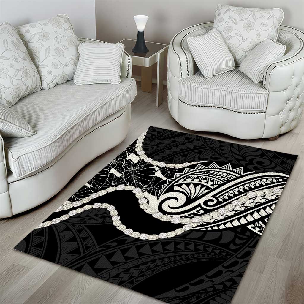 Aloha Hawaii Kalo Pikake Lei Area Rug Chest Tattoo Black Hawaiian Pattern