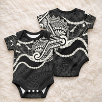 Aloha Hawaii Kalo Pikake Lei Baby Onesie Chest Tattoo Black Hawaiian Pattern