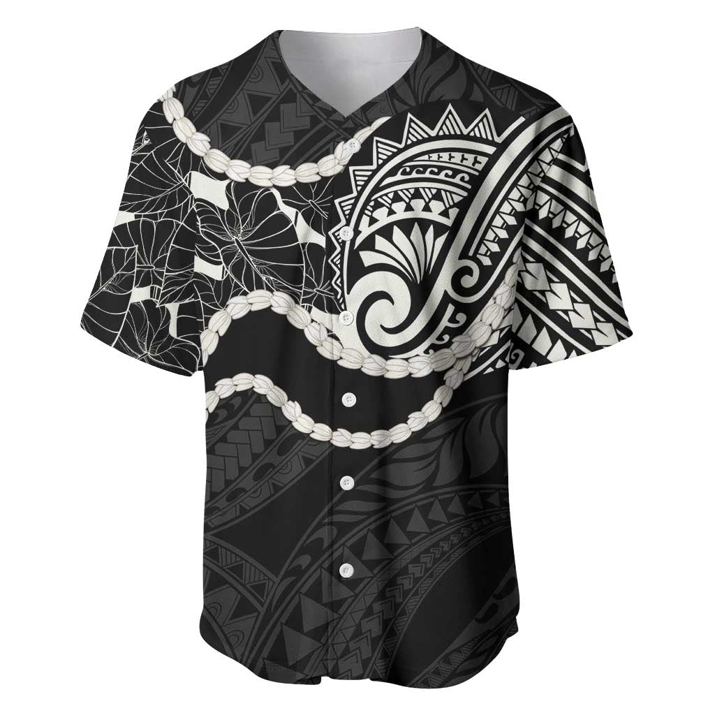 Aloha Hawaii Kalo Pikake Lei Baseball Jersey Chest Tattoo Black Hawaiian Pattern
